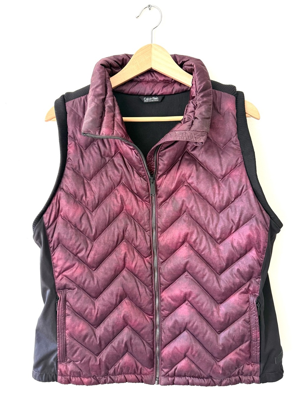 Calvin Klein Performance Premium Down Puffer Vest Wine XXL Gorpcore Outdoor Cozy